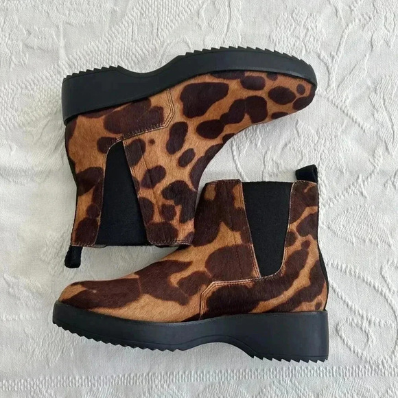 LOUISE ET CIE Calf Hair Pony Booties Leopard Print Women’s Size 8M 38.5 EUC - Picture 3 of 13